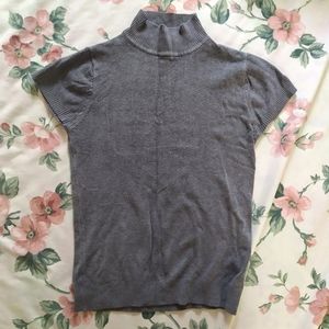 Light Grey Turtleneck Short Sleeve Sweater Top